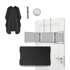 Travel Portable 360° Trifold Vanity Makeup Mirror with Height Adjustable Telescoping Hook for Hair Self Cutting, Shaving, Gifts