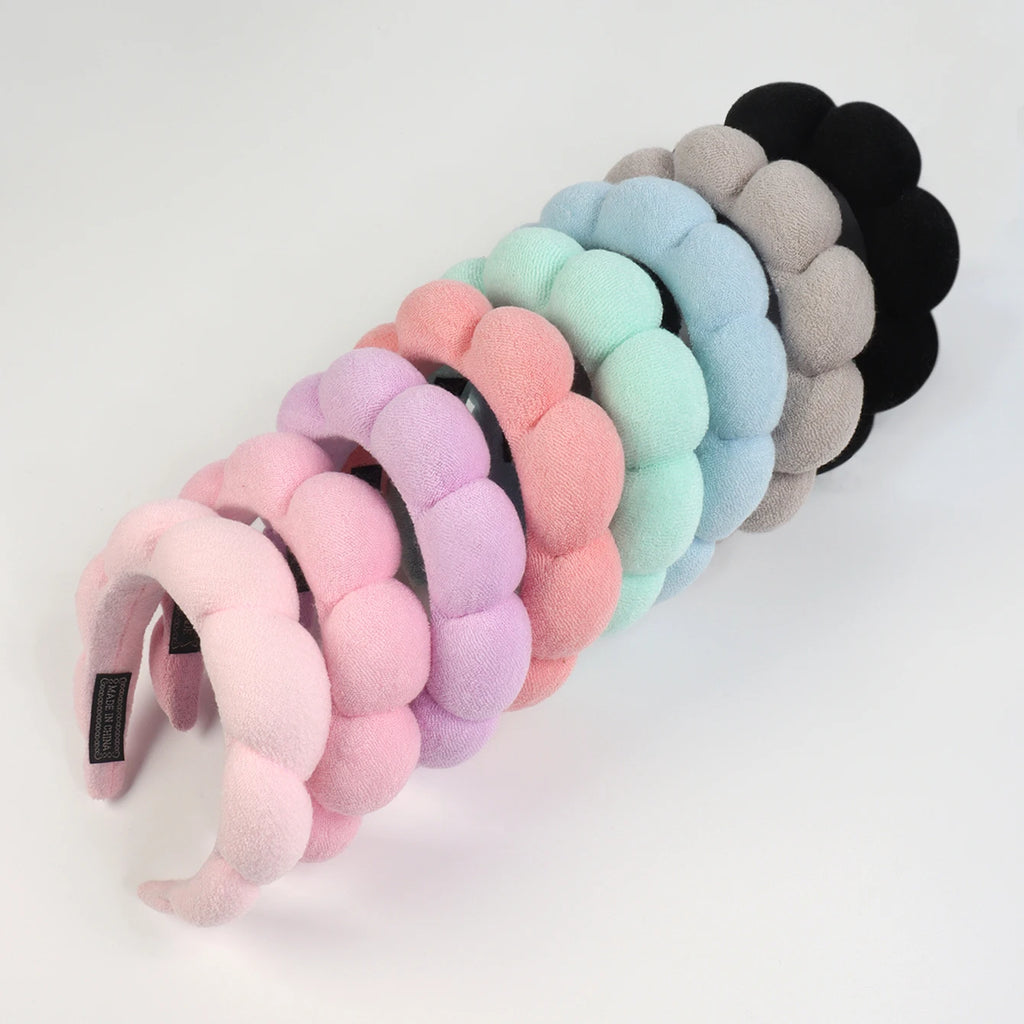 1/3Pcs Fashion Microfiber Washing Wristbands Scrunchies Puffy Headband Spa Bubble Headband for Washing Face Makeup Shower Skincare