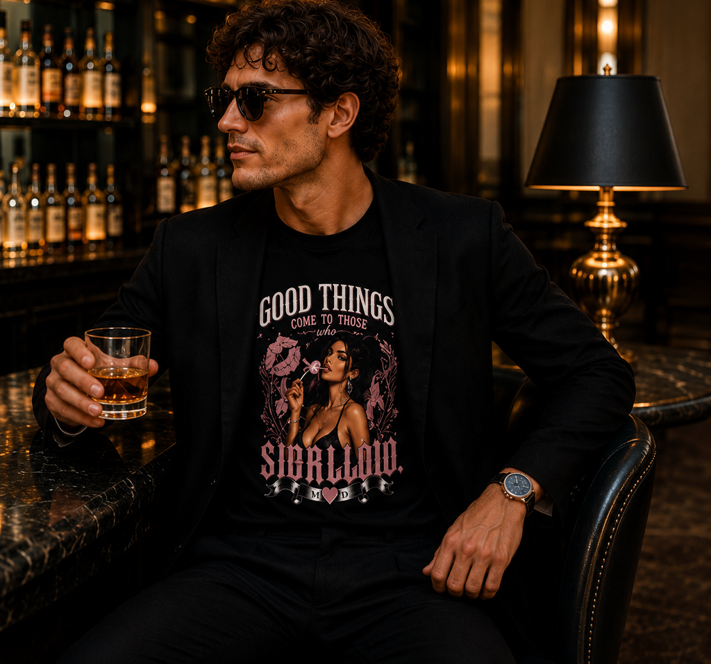 Good things come to those who sidallow Unisex organic ribbed neck t-shirt