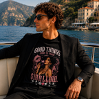 Good things come to those who sidallow Unisex organic ribbed neck t-shirt