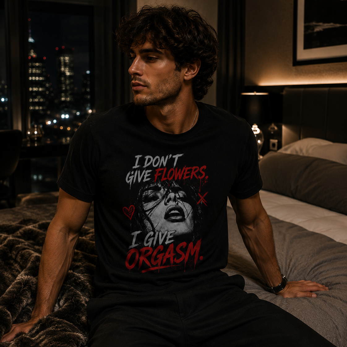 i don't give flowers i give orgasm Unisex oversized t-shirt