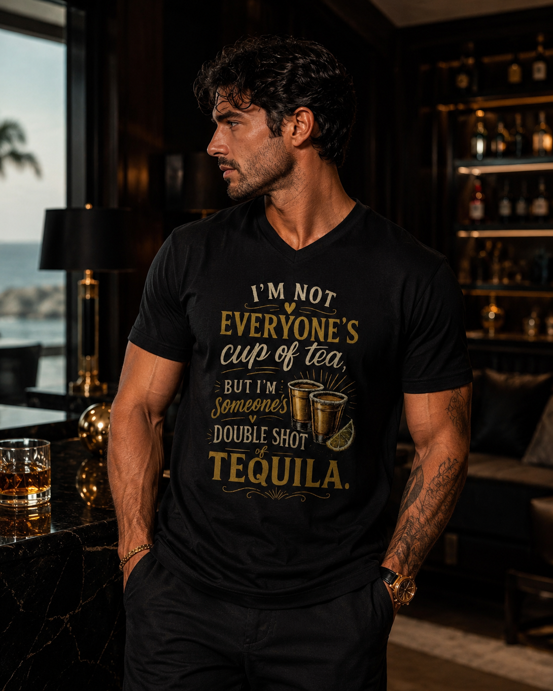 Unisex Short Sleeve V-Neck T-Shirt