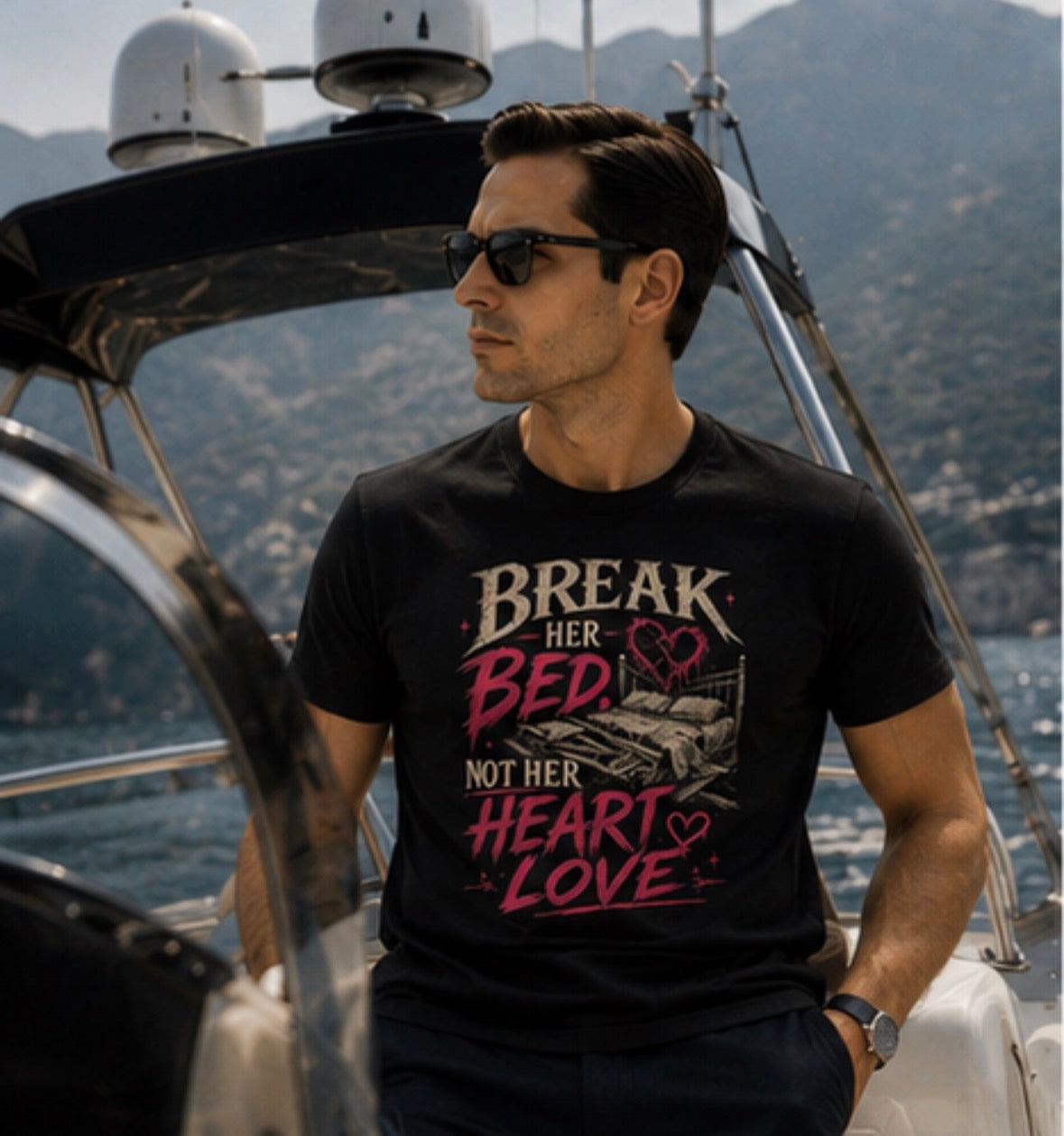 break her bed not her heart love Unisex Fitted T-Shirt