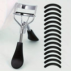 Portable Eyelash Curler with 15 Silicone Pads and Stainless Steel Eyelash Curler, Used for Eyelash Extensions and Curling Tools